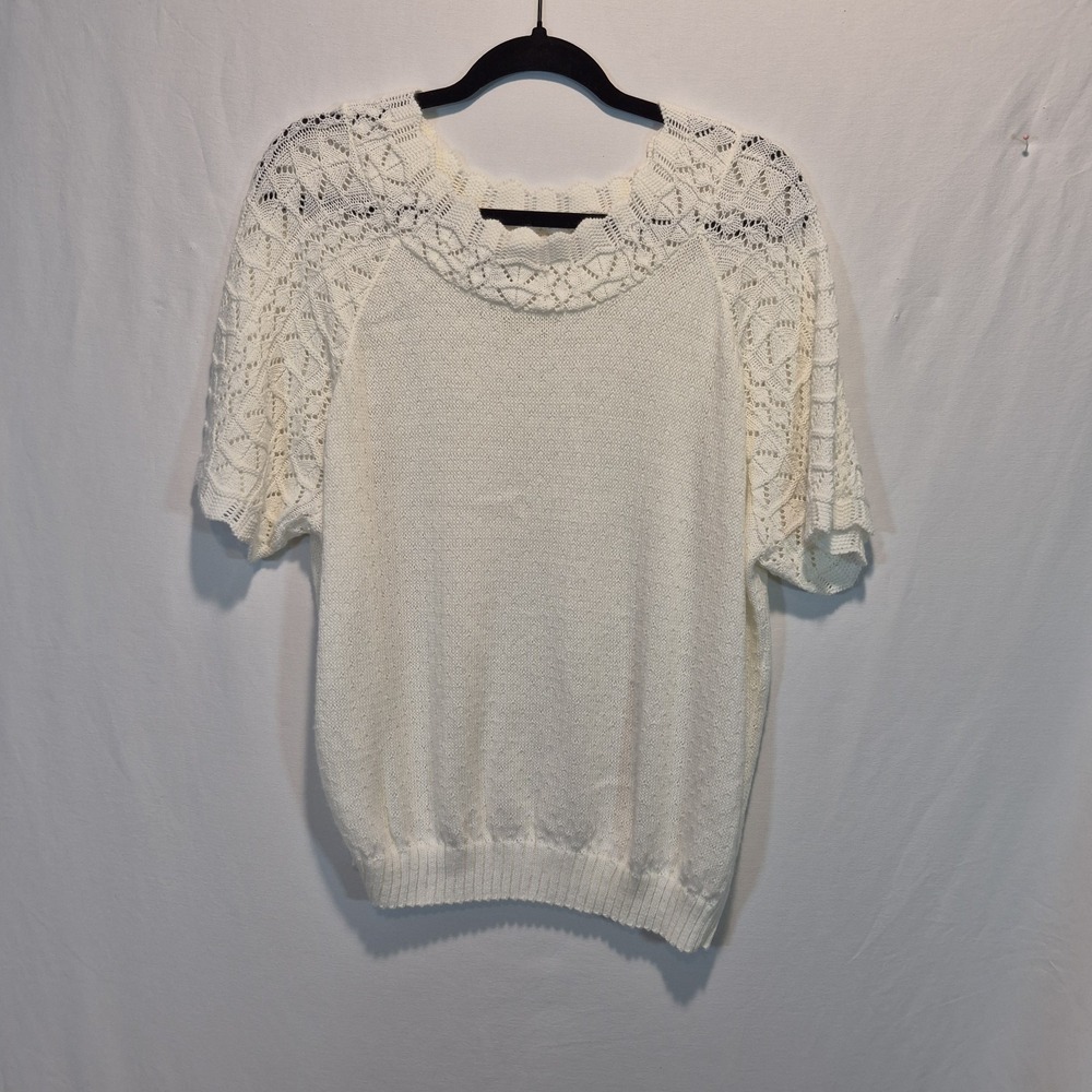Vintage Haband Womens XL Sweater Lace Pin-Up Cottagecore Coquette Soft Girl
